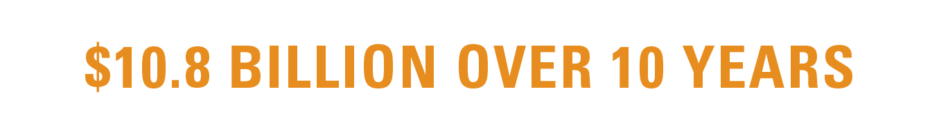 $10.8 billion in cost savings over 10 years